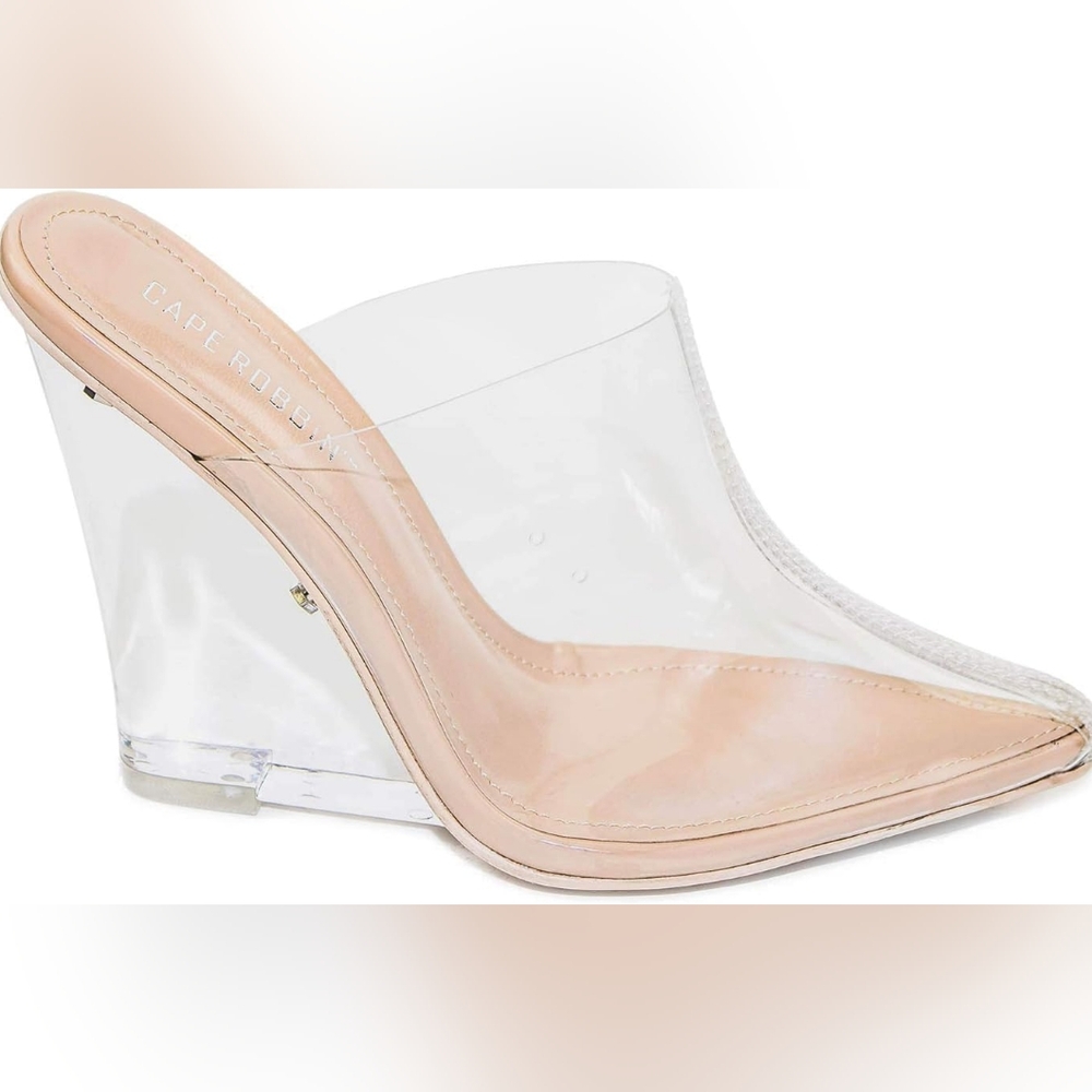 Sold Ego Clear PU Sugar Wedge Mule Heel